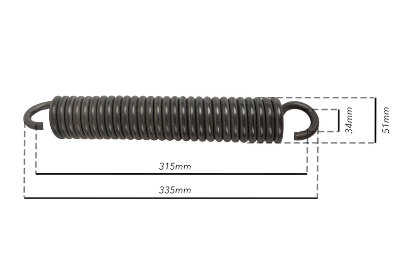 Molla tiller 335mm con gancio aperto a vite spessore 9mm adattabile Nardi (1)